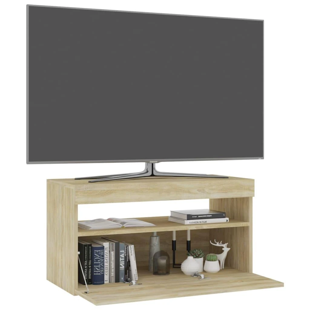 TV staliukas Televizoriaus spintelė su LED apšvietimu, ąžuolo, 75x35x40cm