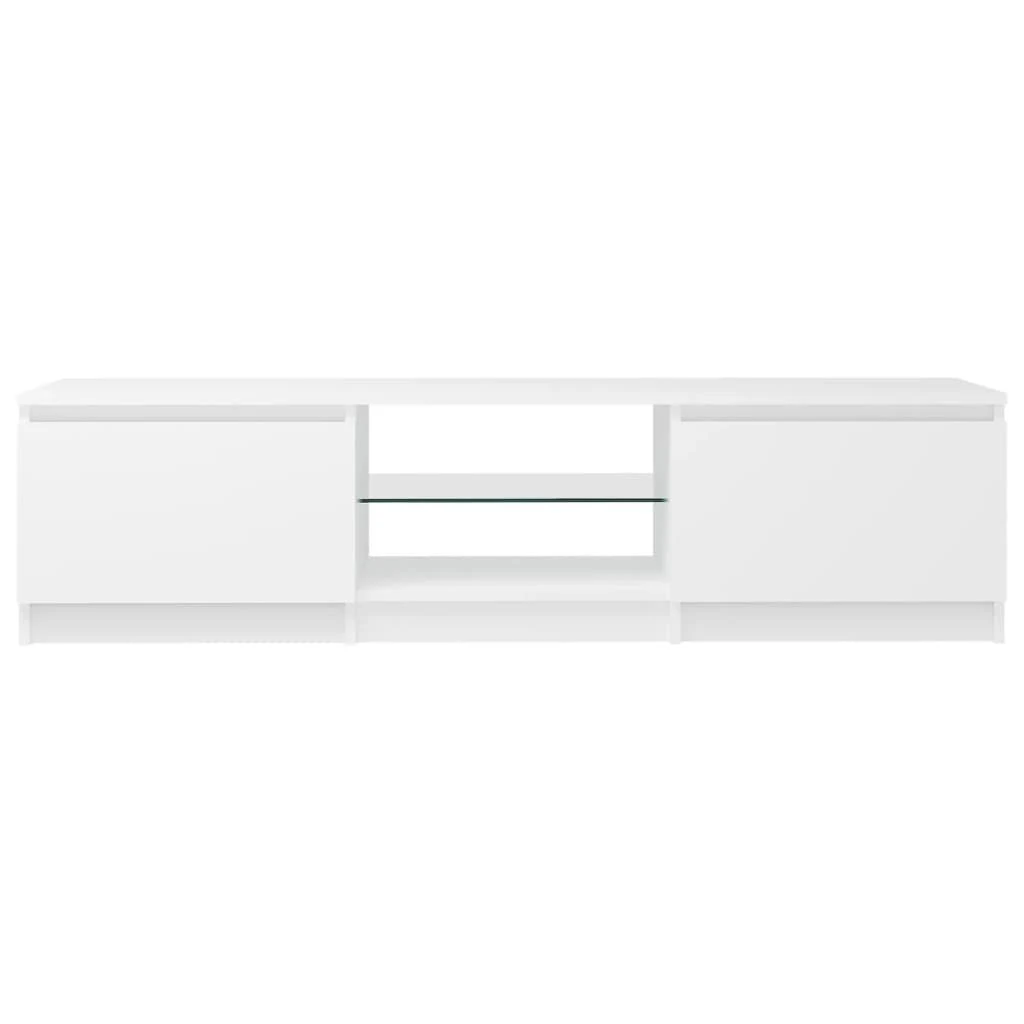 TV staliukas Televizoriaus spintelė su LED apšvietimu, balta, 140x40x35,5cm