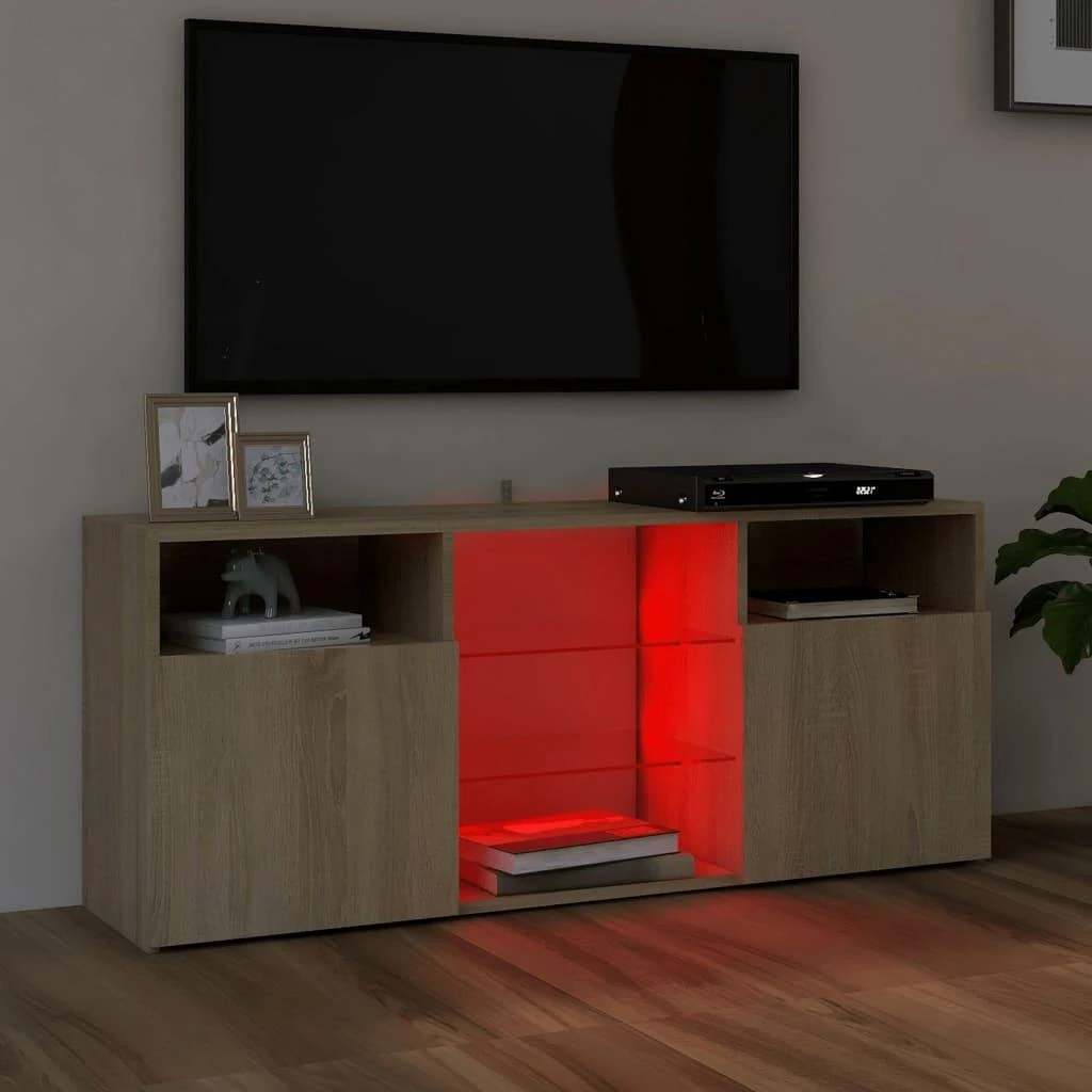TV staliukas Televizoriaus spintelė su LED apšvietimu, ąžuolo, 120x30x50cm