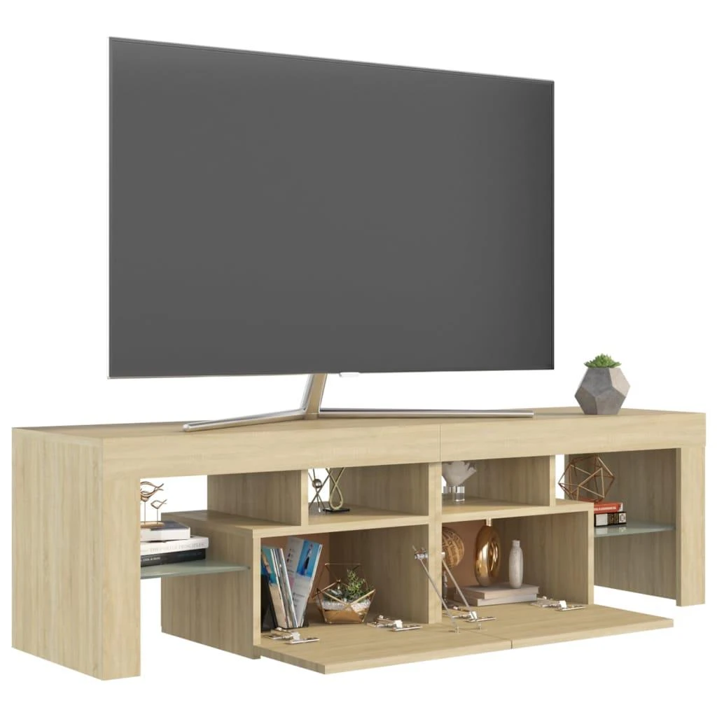 TV staliukas Televizoriaus spintelė su LED, sonoma ąžuolo, 140x36,5x40cm