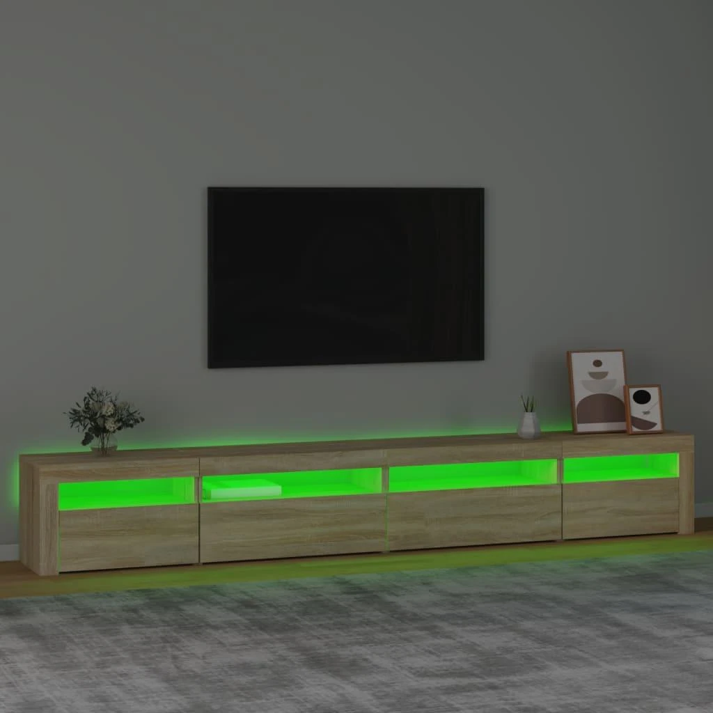TV staliukas Televizoriaus spintelė su LED apšvietimu, ąžuolo, 270x35x40cm