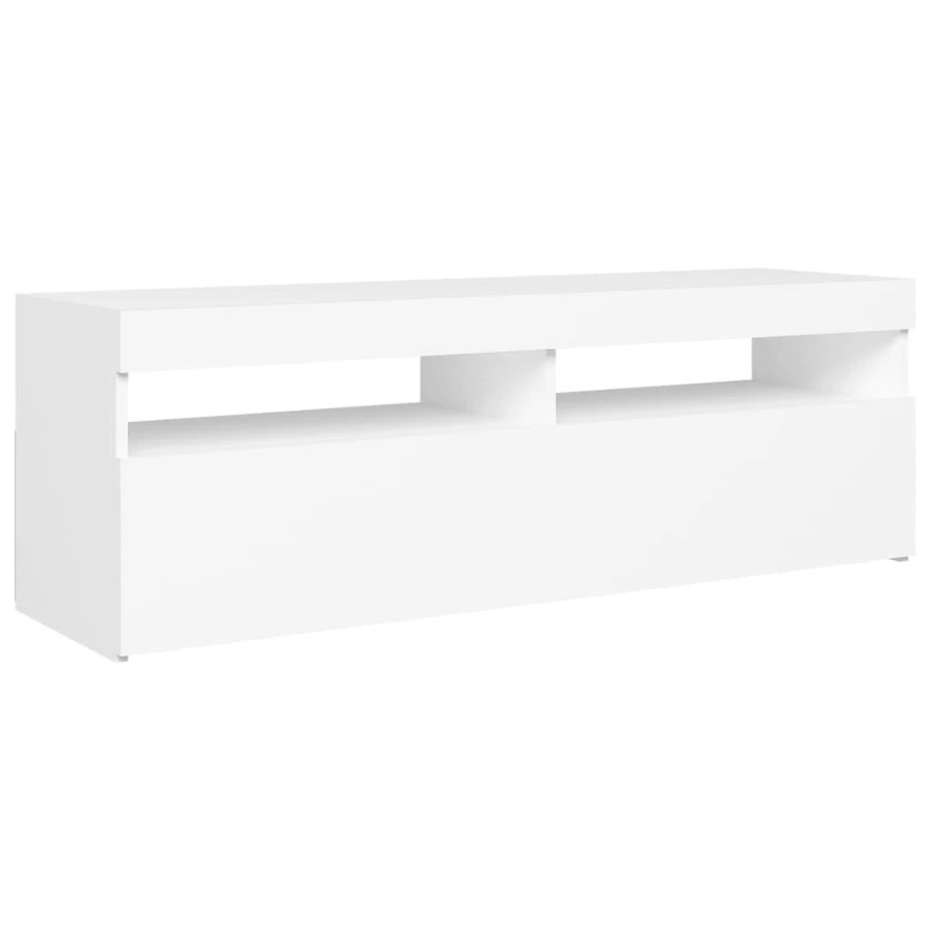 TV staliukas Televizoriaus spintelė su LED apšvietimu, balta, 120x35x40cm