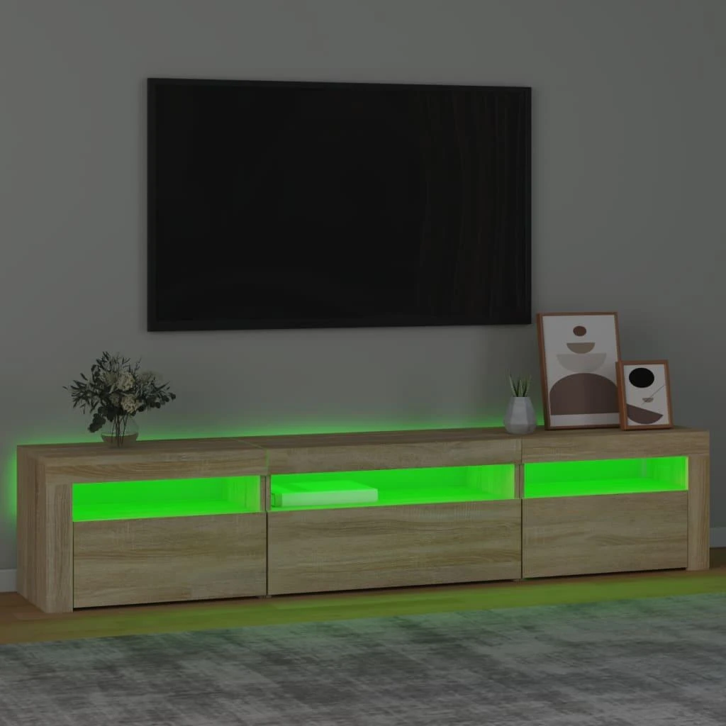 TV staliukas Televizoriaus spintelė su LED apšvietimu, ąžuolo, 195x35x40cm
