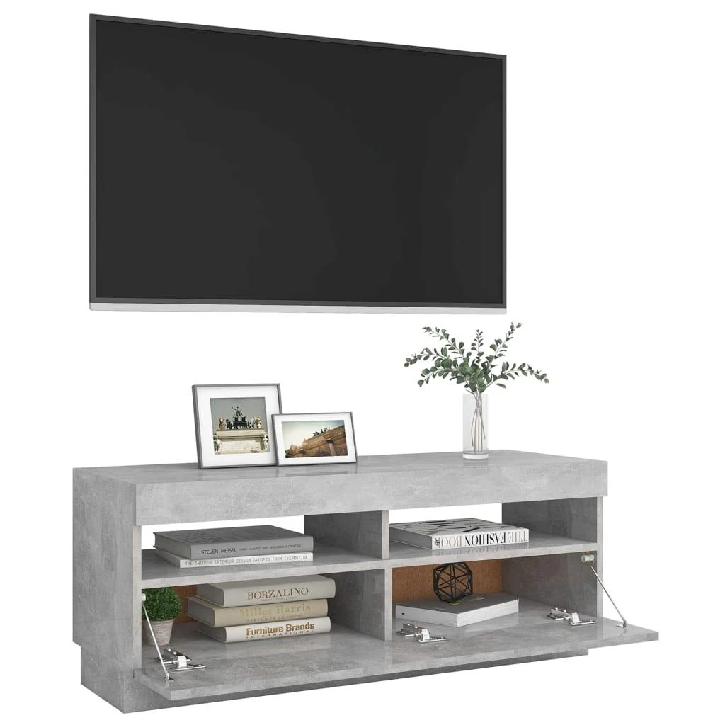 TV staliukas Televizoriaus spintelė su LED apšvietimu, pilka, 100x35x40cm