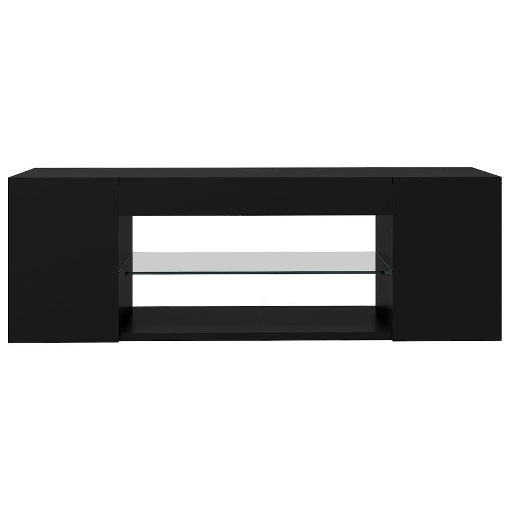 TV staliukas Televizoriaus spintelė su LED apšvietimu, juoda, 90x39x30cm