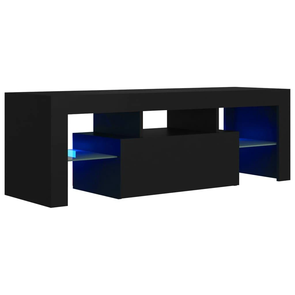 TV staliukas Televizoriaus spintelė su LED apšvietimu, juoda, 120x35x40cm