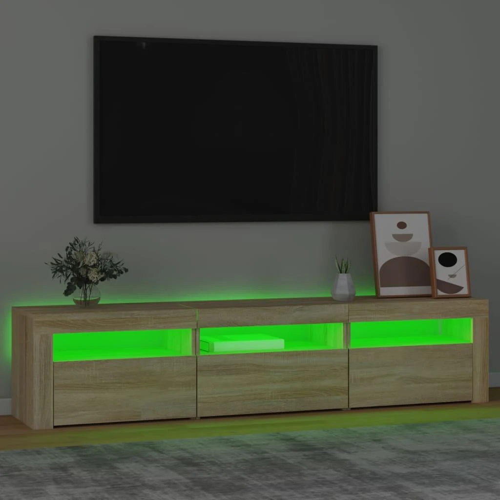 TV staliukas Televizoriaus spintelė su LED apšvietimu, ąžuolo, 180x35x40cm
