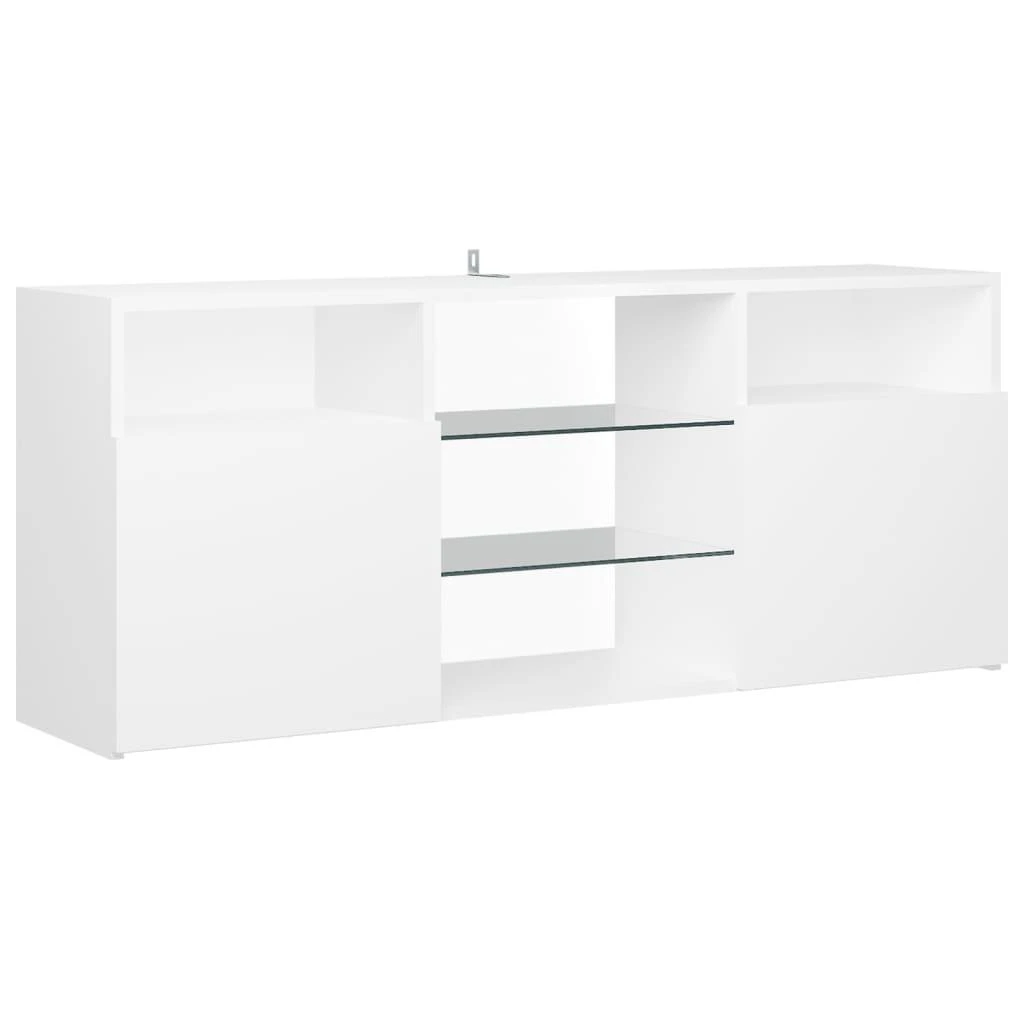 TV staliukas Televizoriaus spintelė su LED apšvietimu, balta, 120x30x50cm