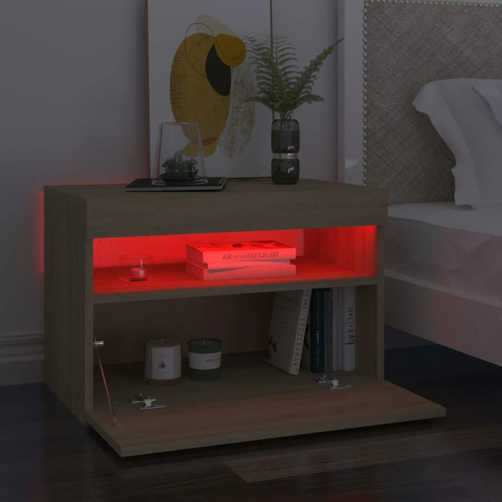 Televizoriaus spintelė su LED apšvietimu, ąžuolo, 60x35x40cm