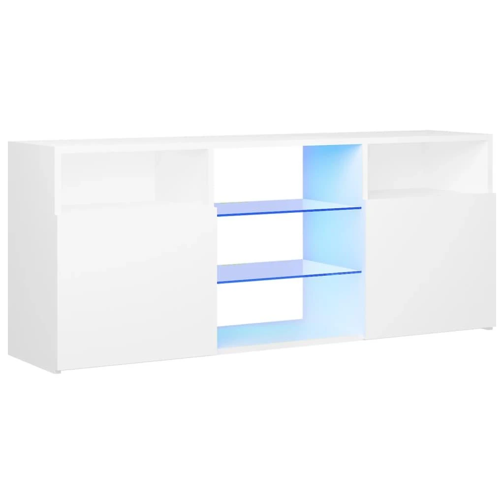 TV staliukas Televizoriaus spintelė su LED apšvietimu, balta, 120x30x50cm