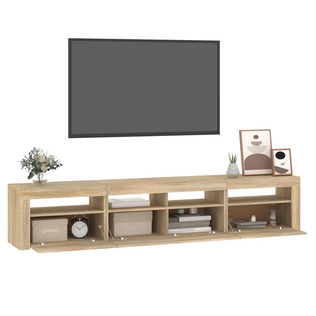 TV staliukas Televizoriaus spintelė su LED apšvietimu, ąžuolo, 210x35x40cm
