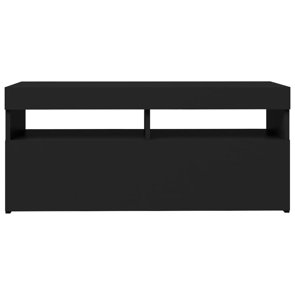 TV staliukas Televizoriaus spintelė su LED apšvietimu, juoda, 90x35x40cm