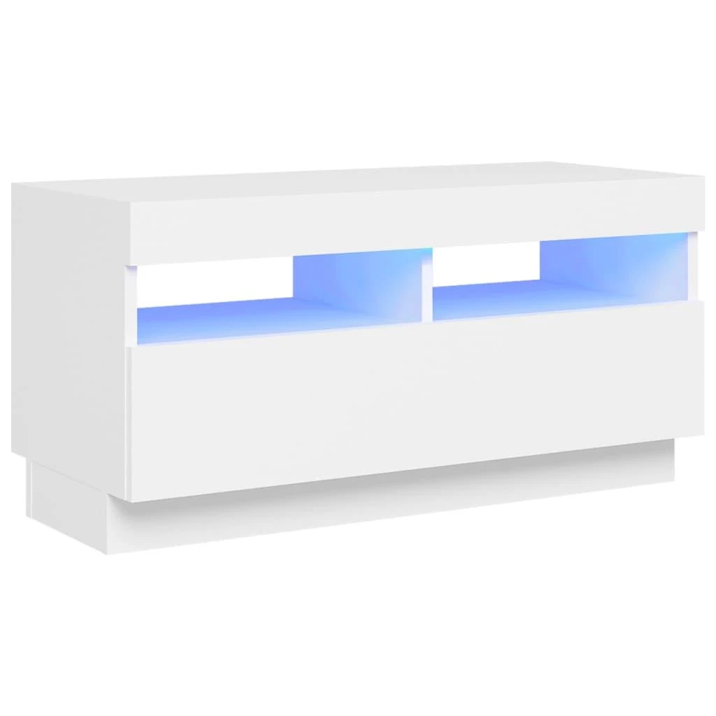TV staliukas Televizoriaus spintelė su LED apšvietimu, balta, 80x35x40cm