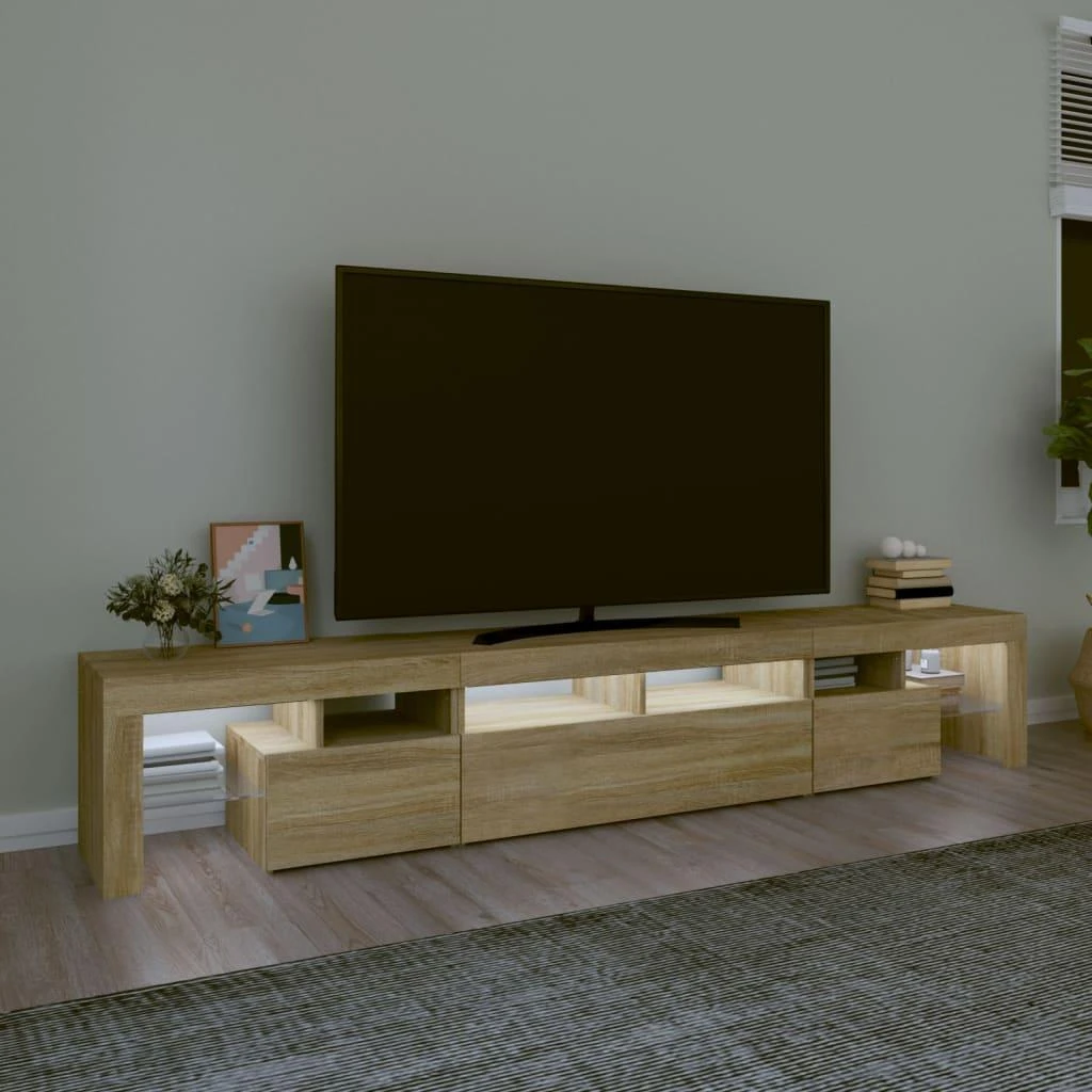 TV staliukas Televizoriaus spintelė su LED apšvietimu, ąžuolo, 230x36,5x40cm