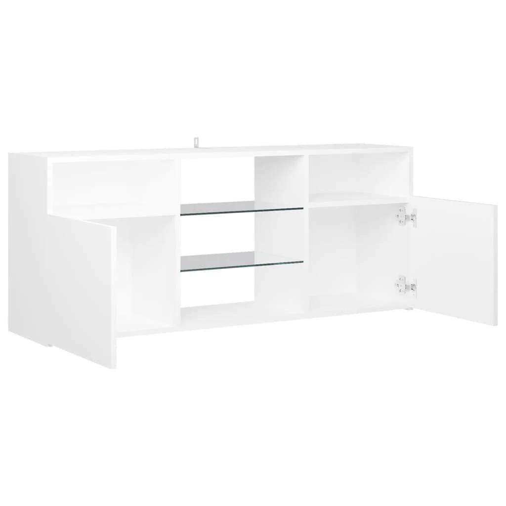 TV staliukas Televizoriaus spintelė su LED apšvietimu, balta, 120x30x50cm