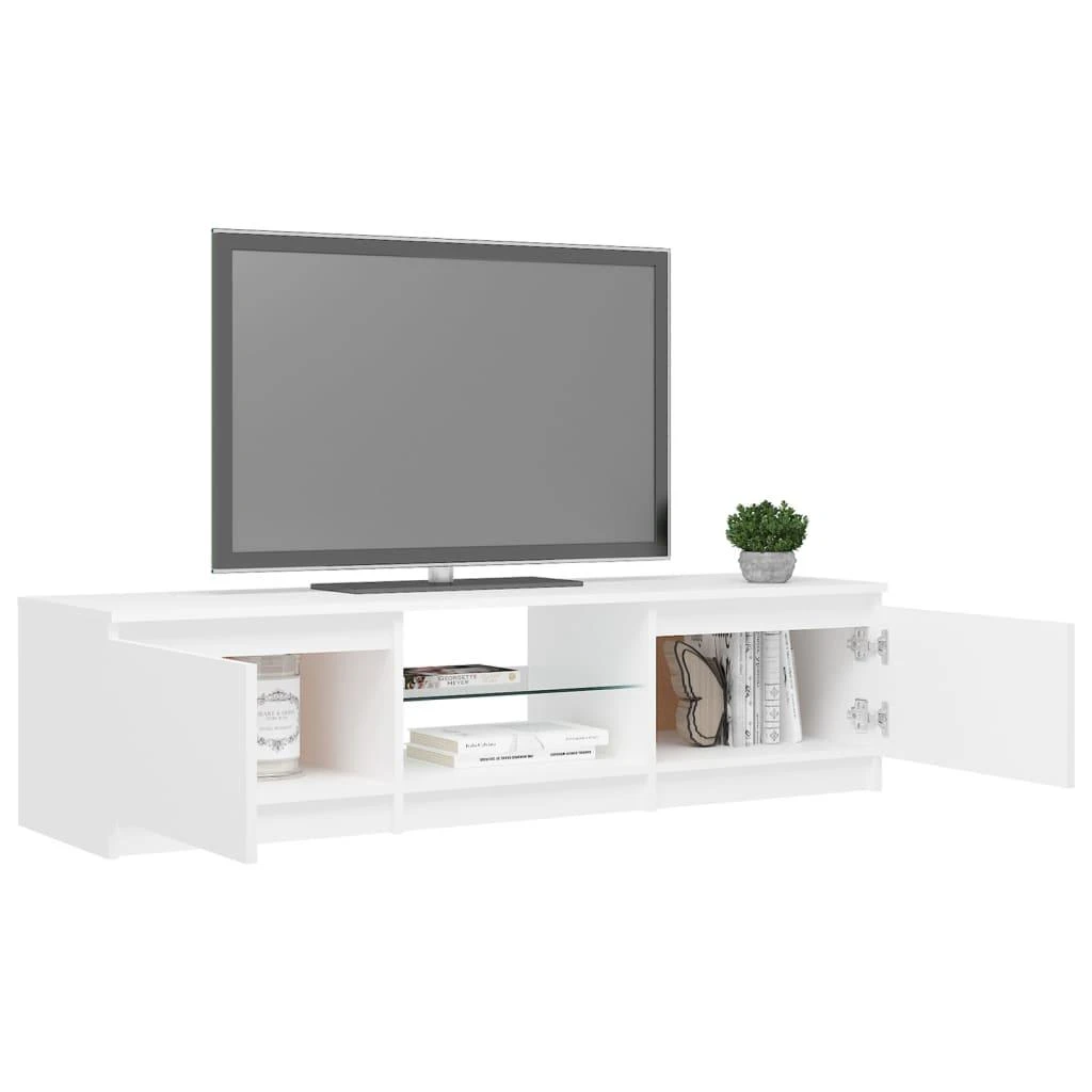 TV staliukas Televizoriaus spintelė su LED apšvietimu, balta, 140x40x35,5cm