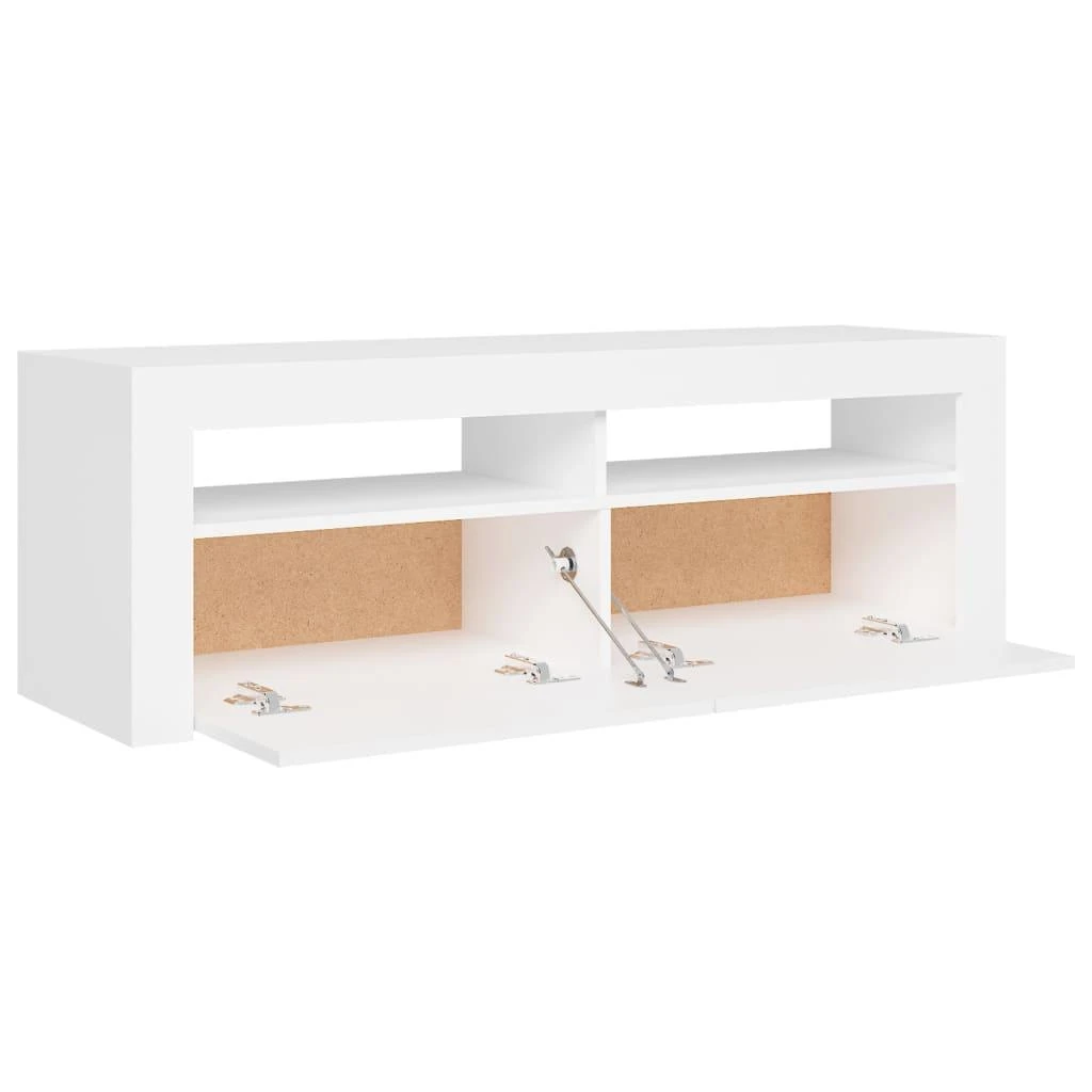 TV staliukas Televizoriaus spintelė su LED apšvietimu, balta, 120x35x40cm