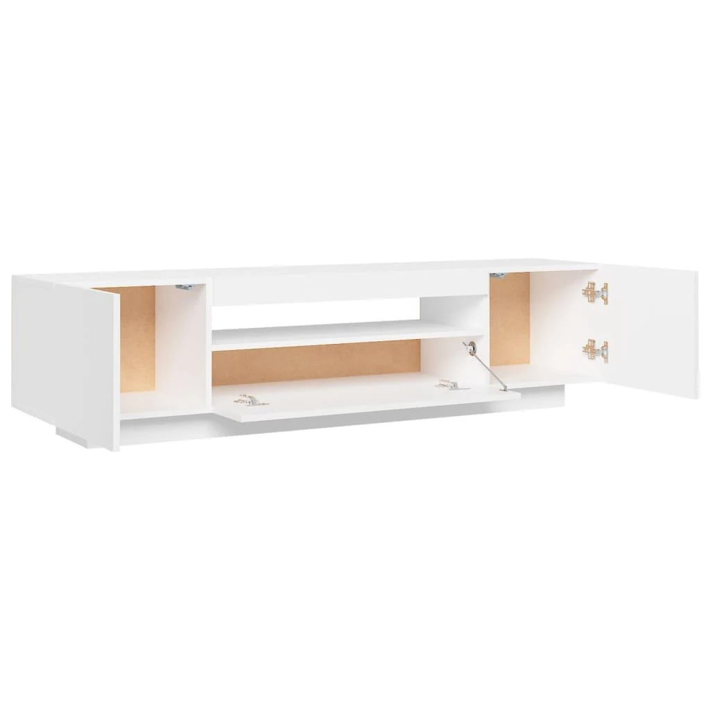 TV staliukas Televizoriaus spintelė su LED apšvietimu, balta, 160x35x40cm