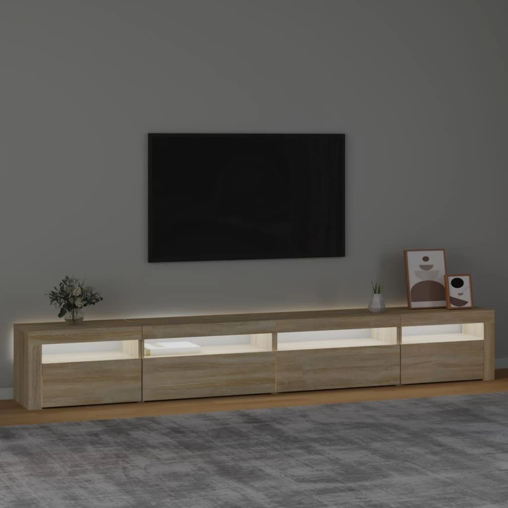 TV staliukas Televizoriaus spintelė su LED apšvietimu, ąžuolo, 270x35x40cm