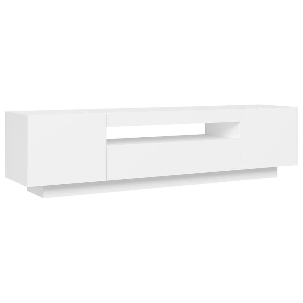 TV staliukas Televizoriaus spintelė su LED apšvietimu, balta, 160x35x40cm