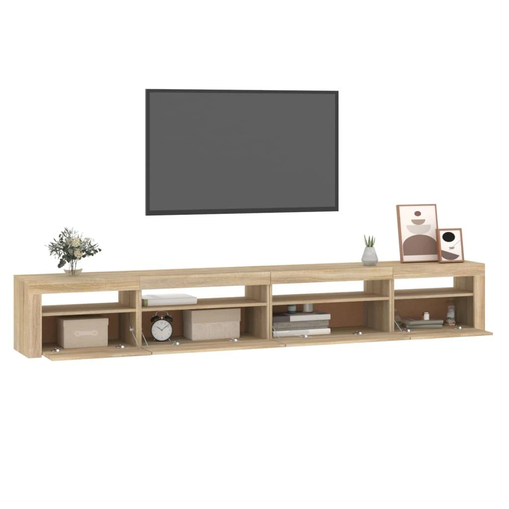 TV staliukas Televizoriaus spintelė su LED apšvietimu, ąžuolo, 270x35x40cm