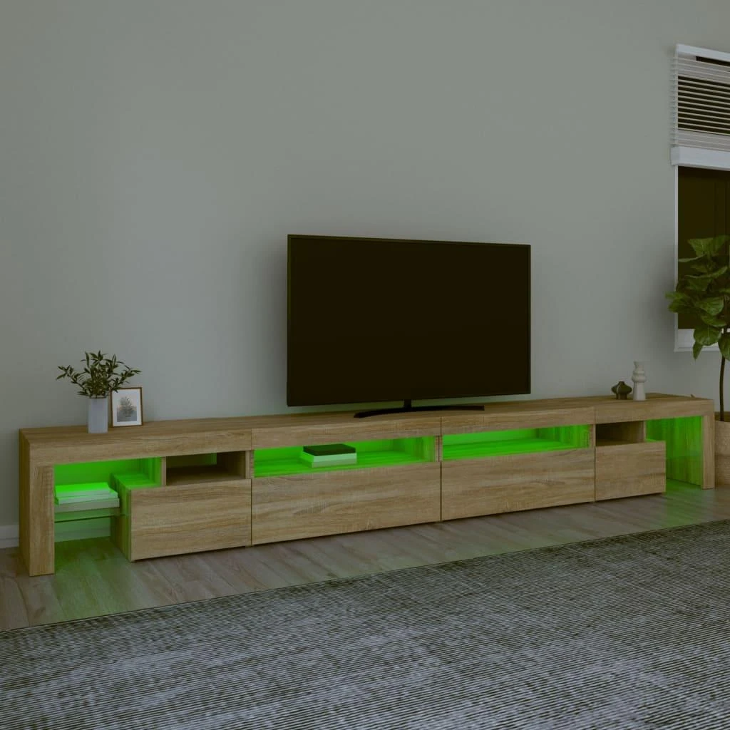 TV staliukas Televizoriaus spintelė su LED apšvietimu, ąžuolo, 290x36,5x40cm
