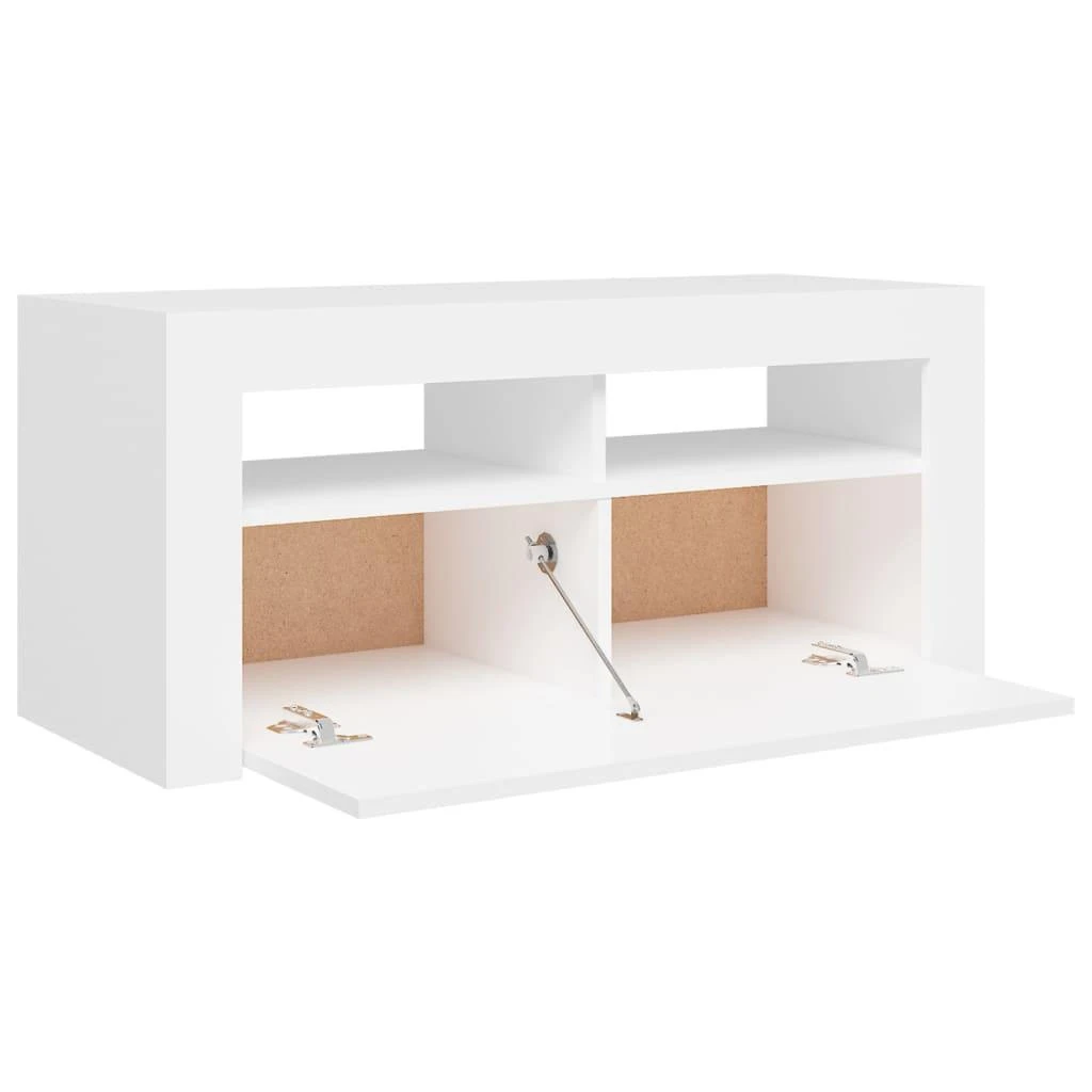 TV staliukas Televizoriaus spintelė su LED apšvietimu, balta, 90x35x40cm
