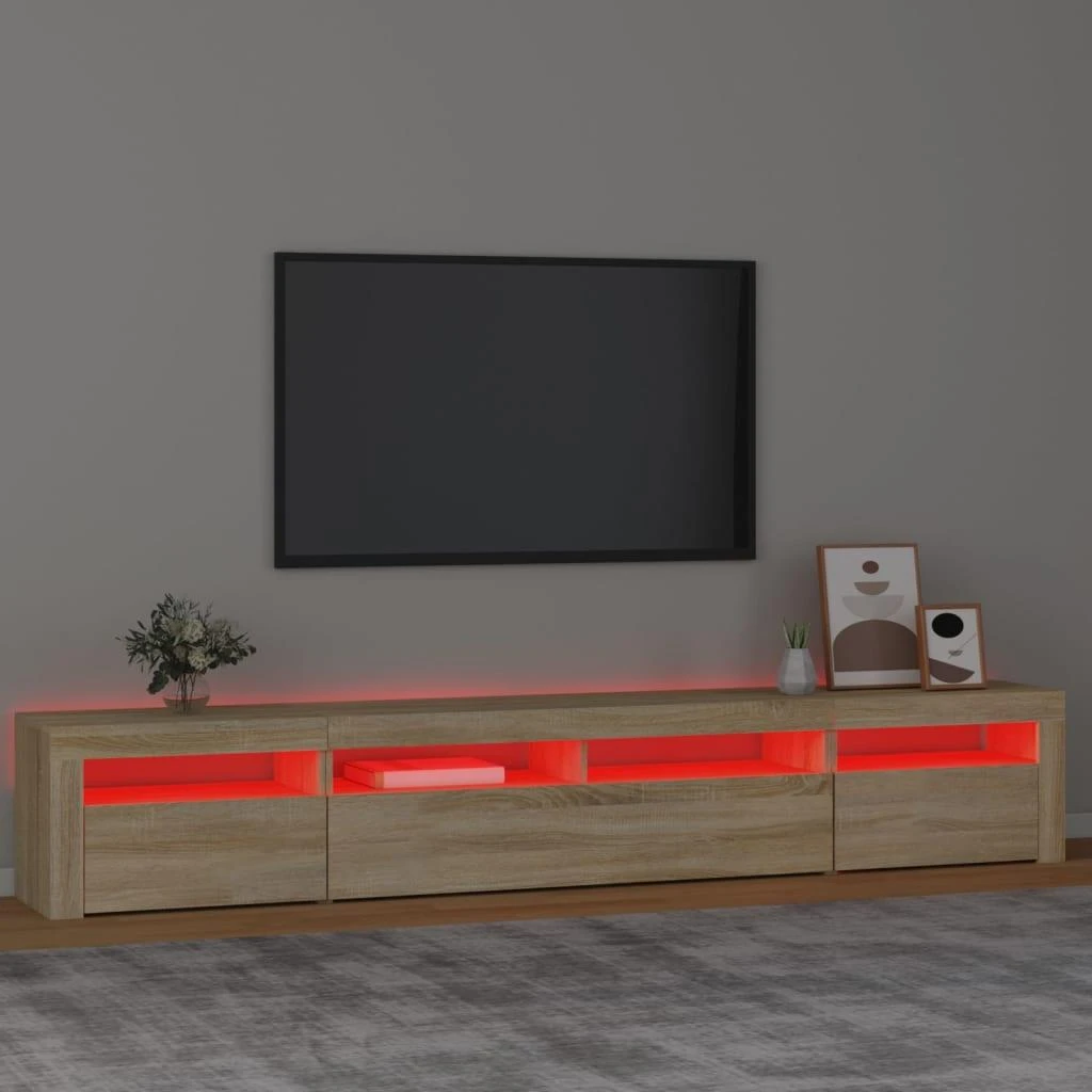 TV staliukas Televizoriaus spintelė su LED apšvietimu, ąžuolo, 240x35x40cm