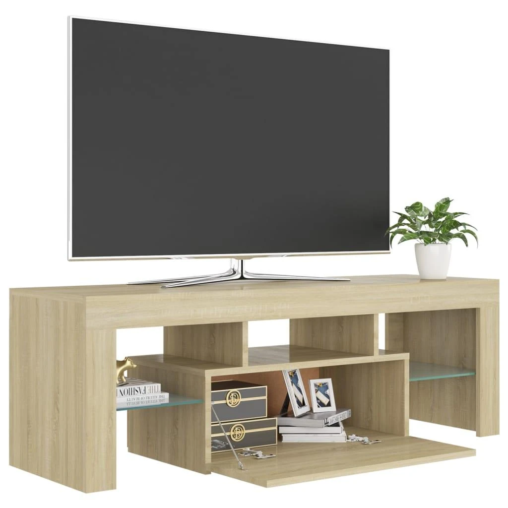 TV staliukas Televizoriaus spintelė su LED apšvietimu, ąžuolo, 120x35x40cm