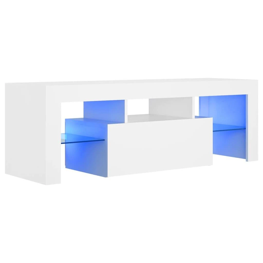 TV staliukas Televizoriaus spintelė su LED apšvietimu, balta, 120x35x40cm