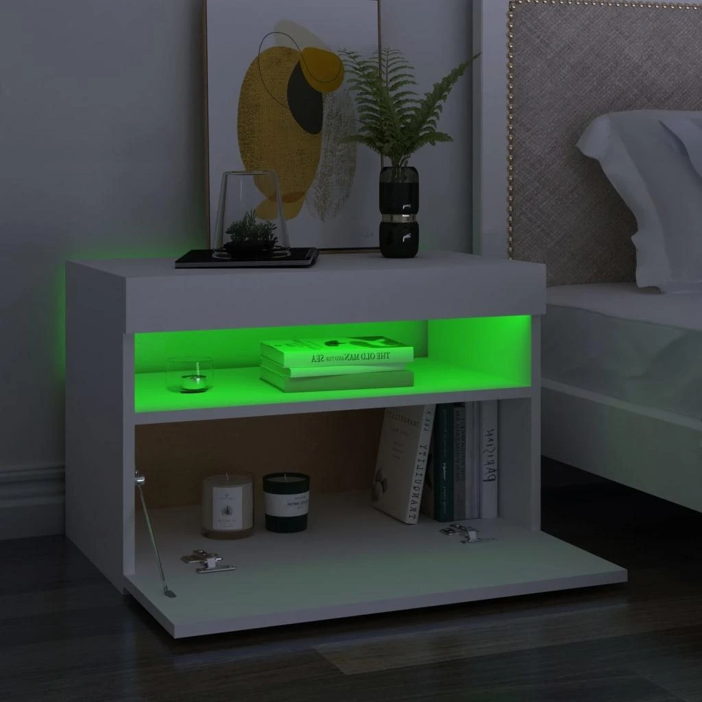 Televizoriaus spintelė su LED apšvietimu, balta, 60x35x40cm