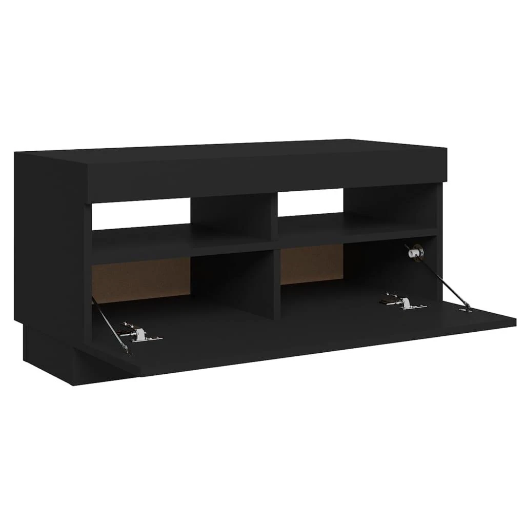 TV staliukas Televizoriaus spintelė su LED apšvietimu, juoda, 80x35x40cm