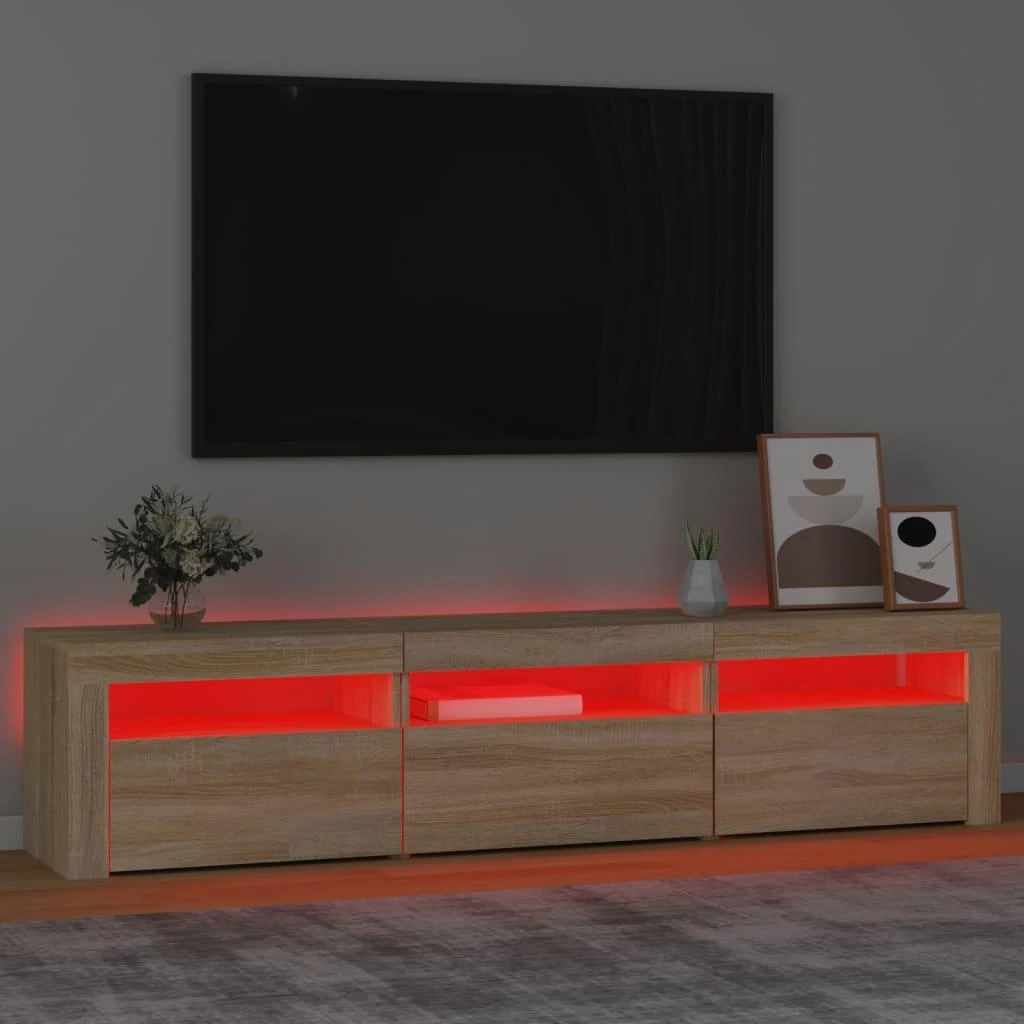 TV staliukas Televizoriaus spintelė su LED apšvietimu, ąžuolo, 180x35x40cm