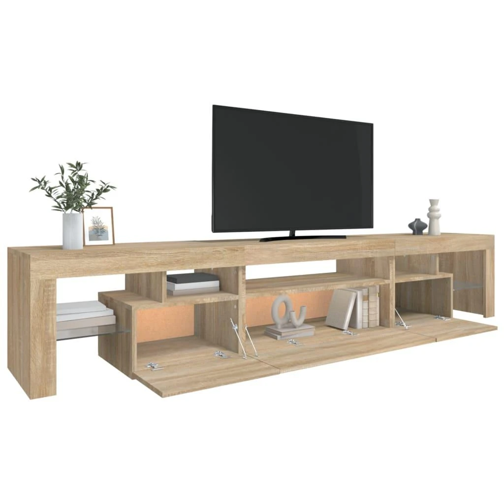 TV staliukas Televizoriaus spintelė su LED apšvietimu, ąžuolo, 215x36,5x40cm