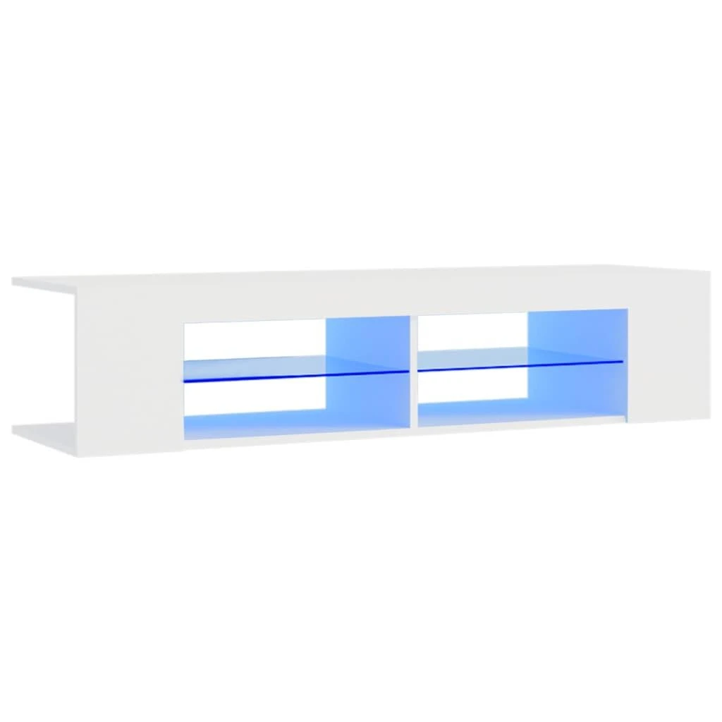 TV staliukas Televizoriaus spintelė su LED apšvietimu, balta, 135x39x30cm