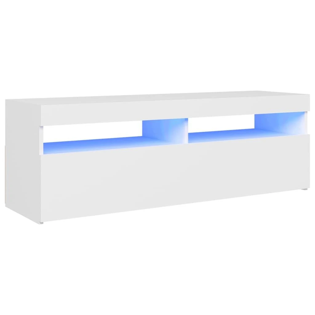 TV staliukas Televizoriaus spintelė su LED apšvietimu, balta, 120x35x40cm