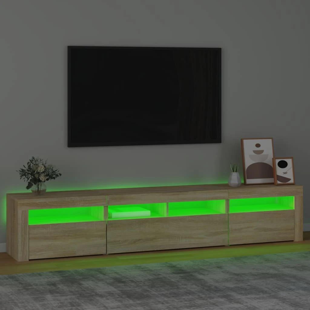 TV staliukas Televizoriaus spintelė su LED apšvietimu, ąžuolo, 210x35x40cm