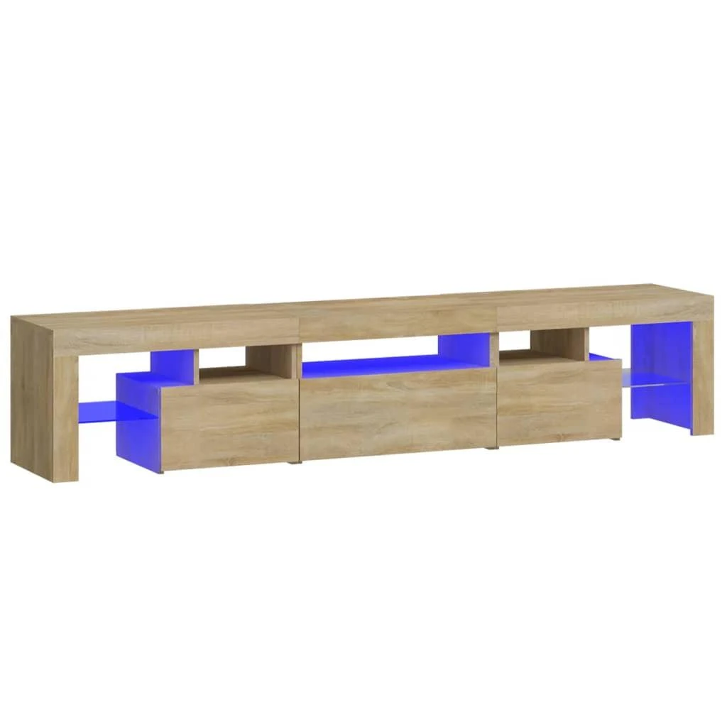 TV staliukas Televizoriaus spintelė su LED apšvietimu, ąžuolo, 200x36,5x40cm