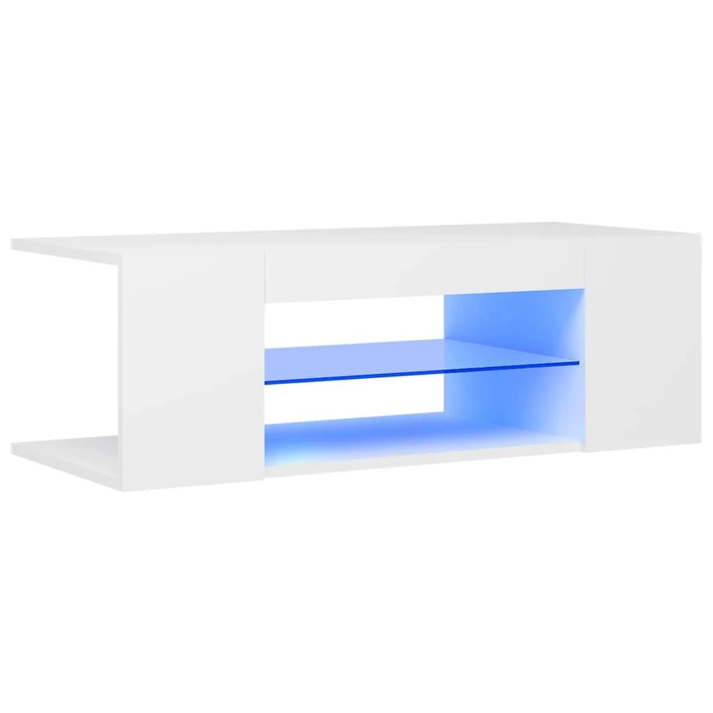 TV staliukas Televizoriaus spintelė su LED apšvietimu, balta, 90x39x30cm