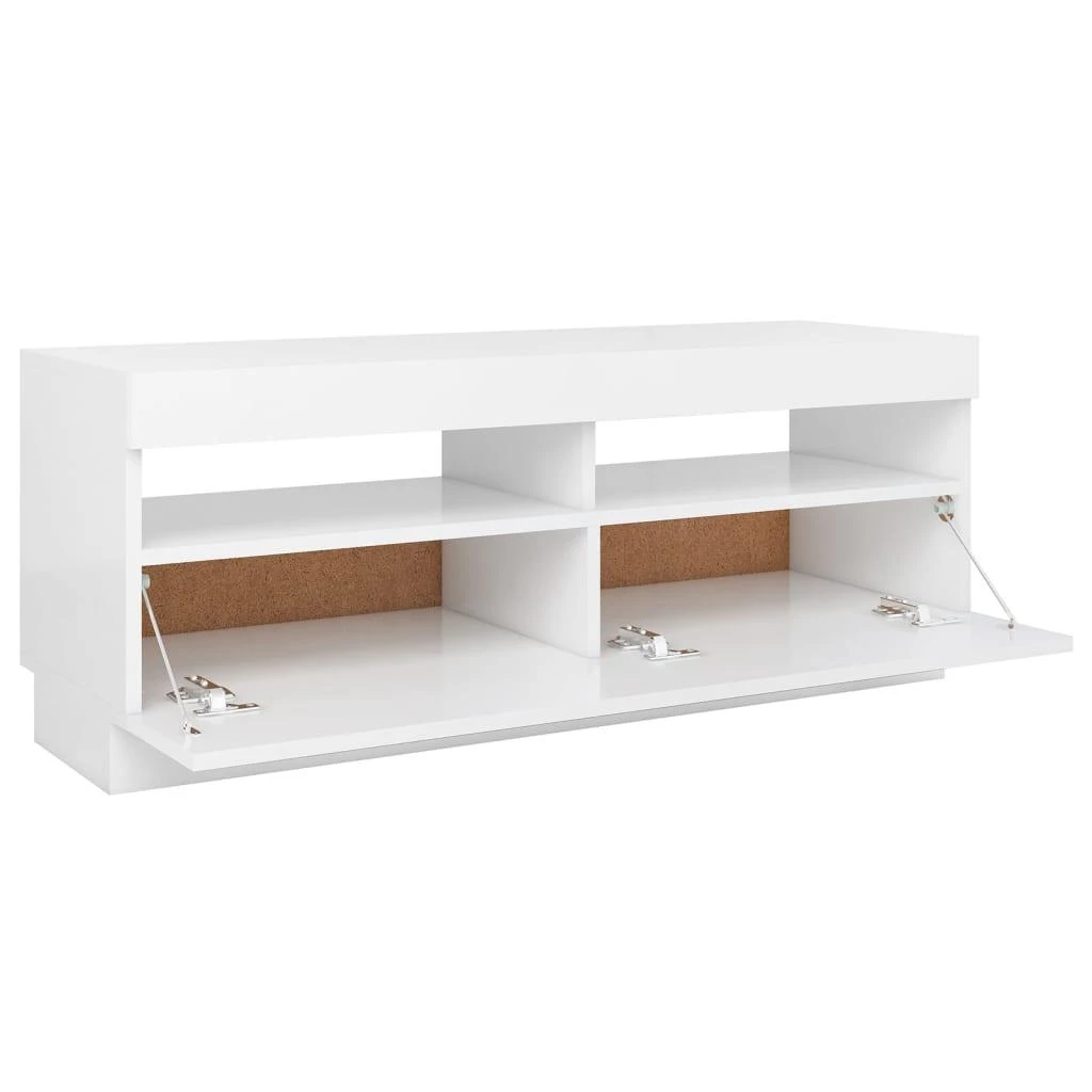 TV staliukas Televizoriaus spintelė su LED apšvietimu, balta, 100x35x40cm