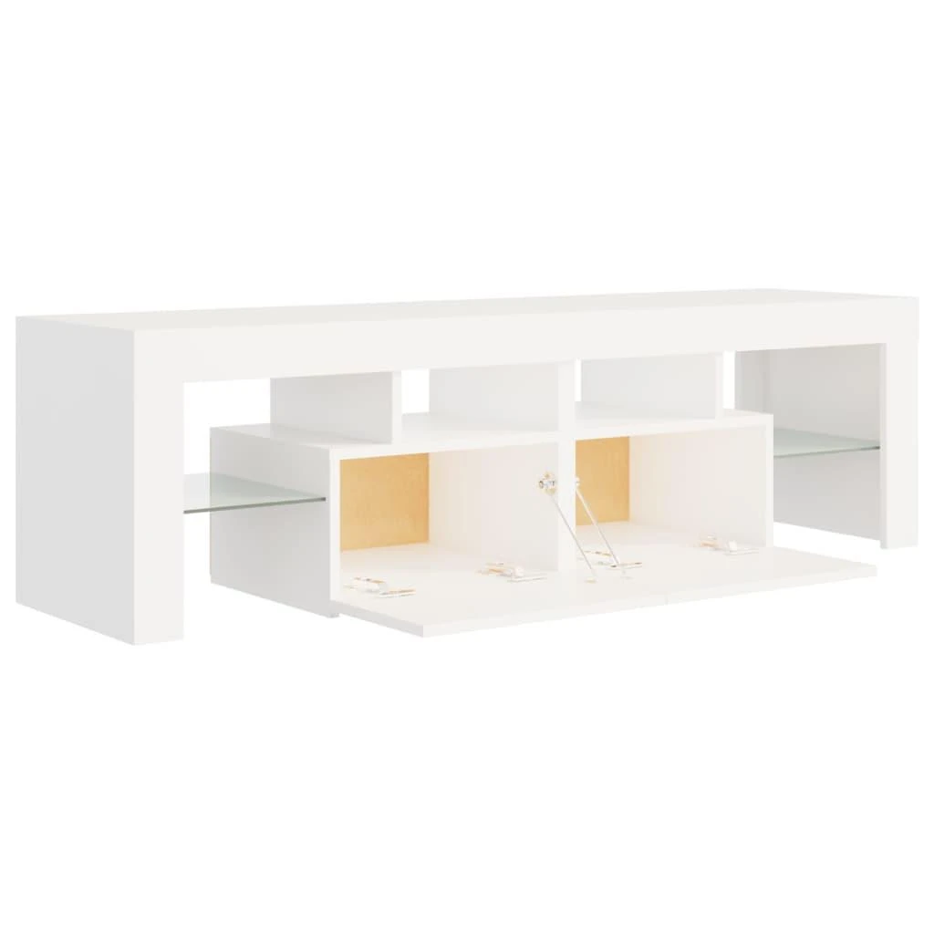 TV staliukas Televizoriaus spintelė su LED apšvietimu, balta, 140x36,5x40cm