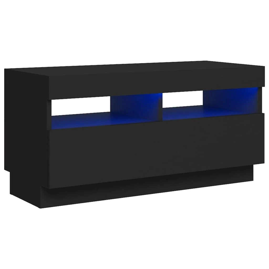 TV staliukas Televizoriaus spintelė su LED apšvietimu, juoda, 80x35x40cm