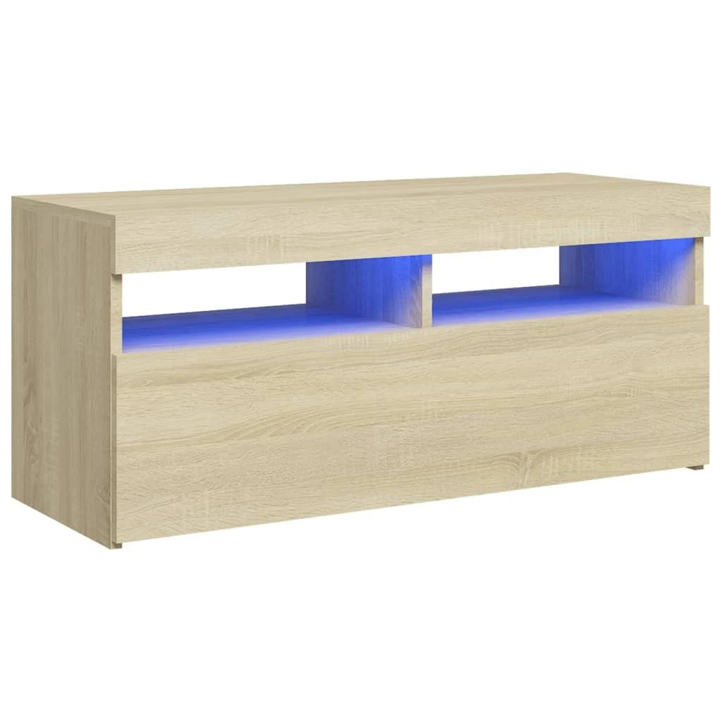 TV staliukas Televizoriaus spintelė su LED apšvietimu, ąžuolo, 90x35x40cm