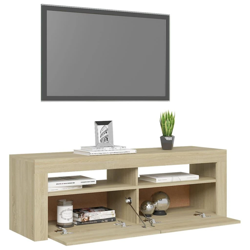 TV staliukas Televizoriaus spintelė su LED apšvietimu, ąžuolo, 120x35x40cm