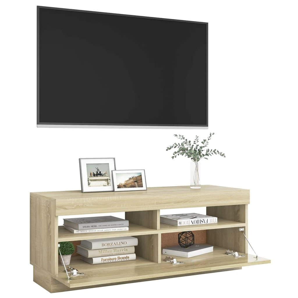 TV staliukas Televizoriaus spintelė su LED apšvietimu, ąžuolo, 100x35x40cm