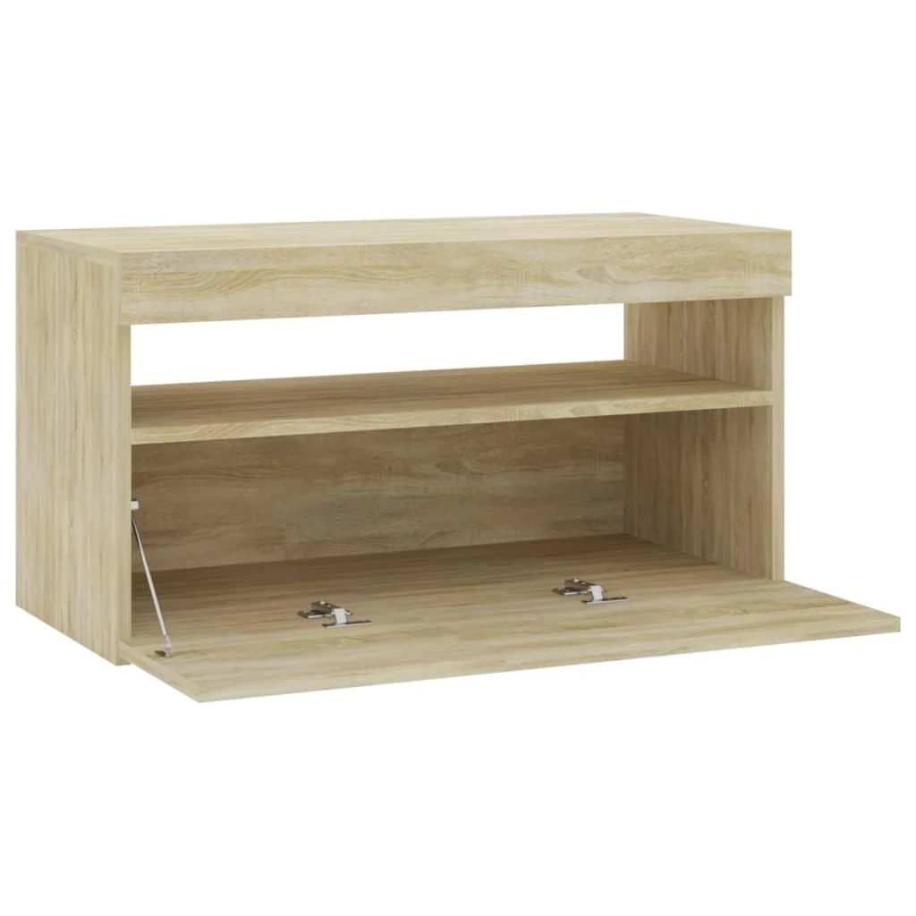 TV staliukas Televizoriaus spintelė su LED apšvietimu, ąžuolo, 75x35x40cm