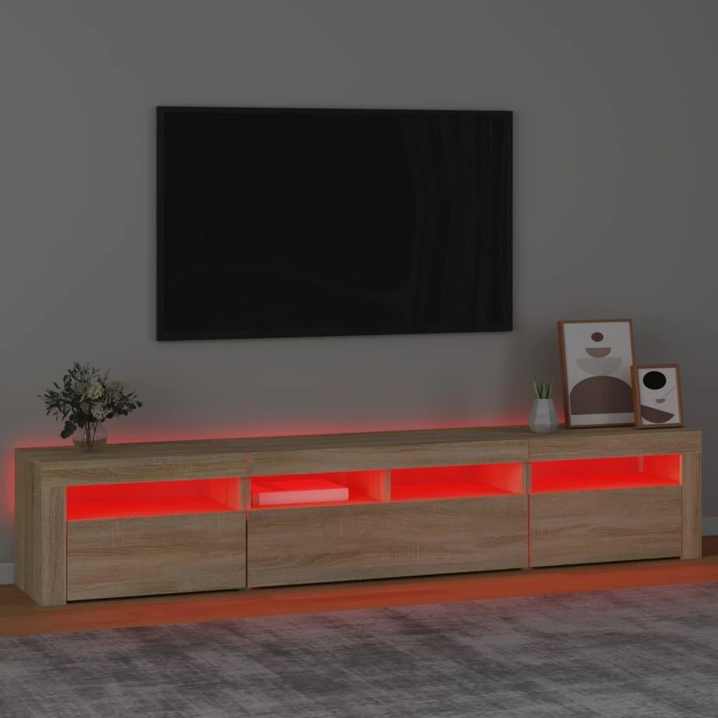 TV staliukas Televizoriaus spintelė su LED apšvietimu, ąžuolo, 210x35x40cm