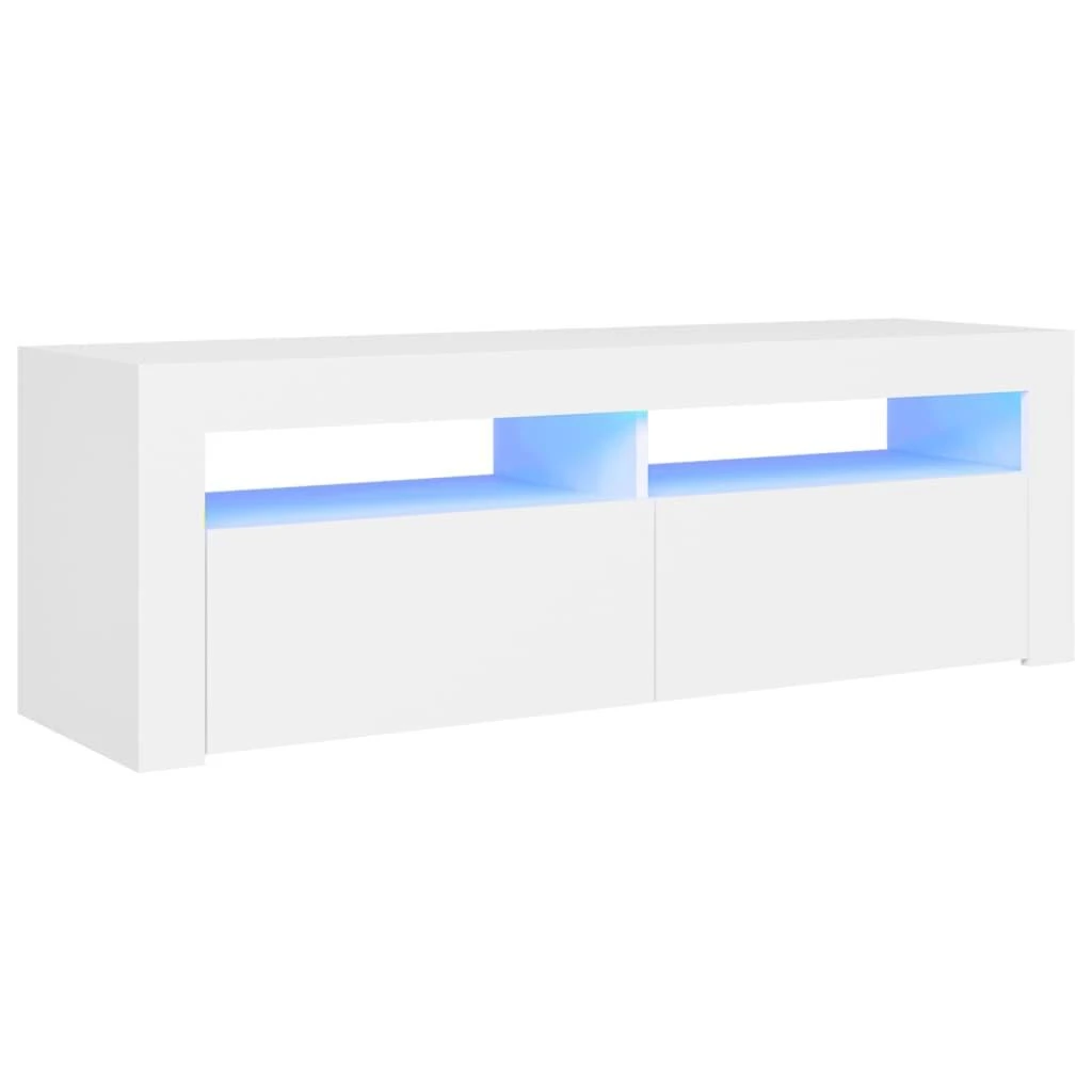TV staliukas Televizoriaus spintelė su LED apšvietimu, balta, 120x35x40cm