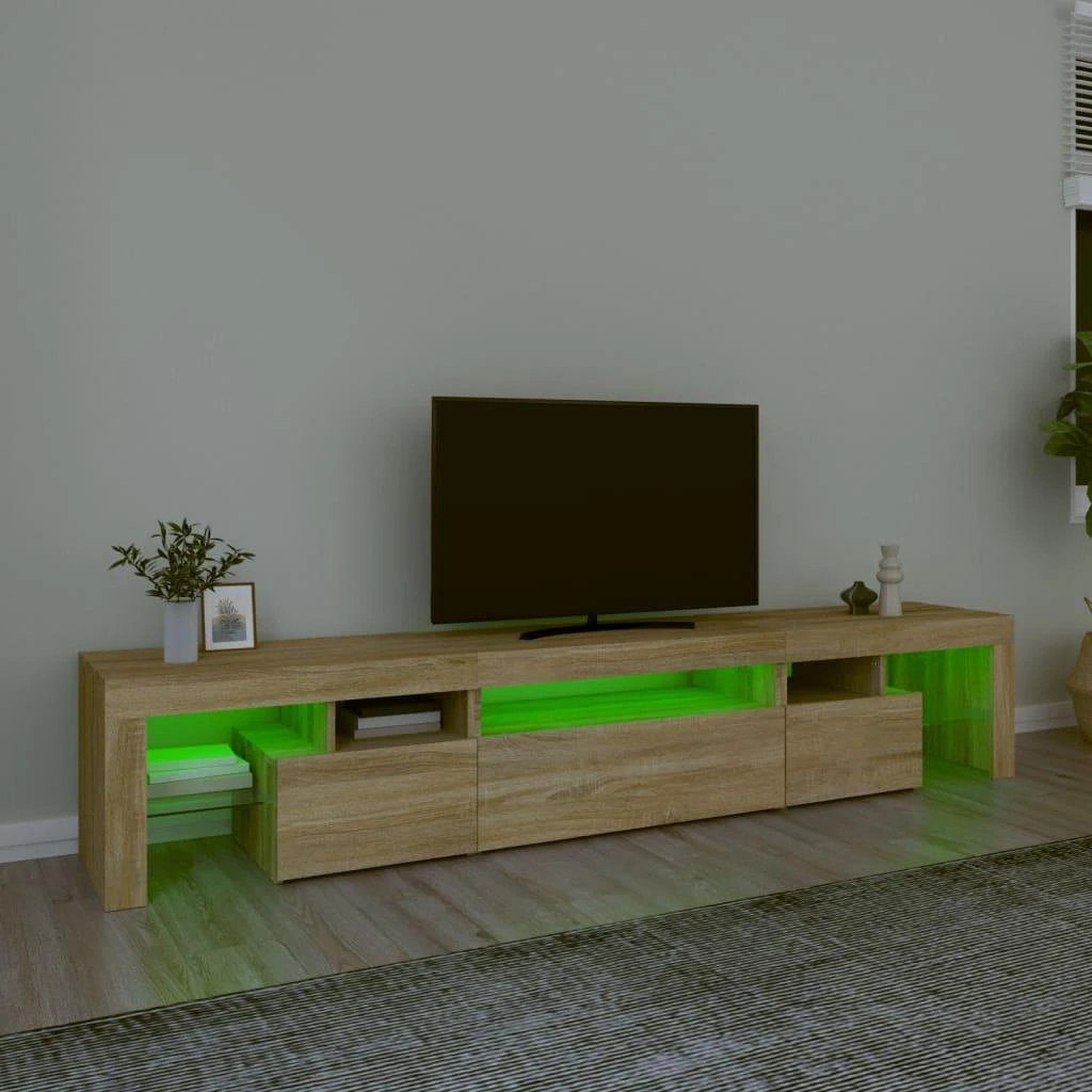 TV staliukas Televizoriaus spintelė su LED apšvietimu, ąžuolo, 215x36,5x40cm