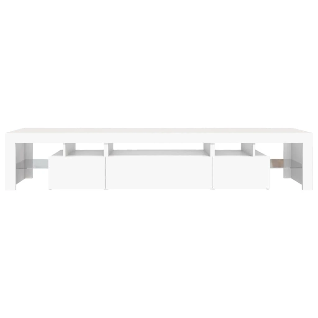 TV staliukas Televizoriaus spintelė su LED apšvietimu, balta, 215x36,5x40cm